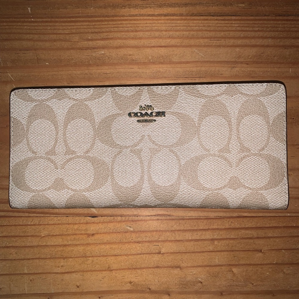 Coach Signature Canvas Long Wallet - Beige